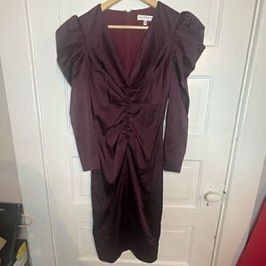 Dress the Population Deep V Neck Puff Sleeve Dress